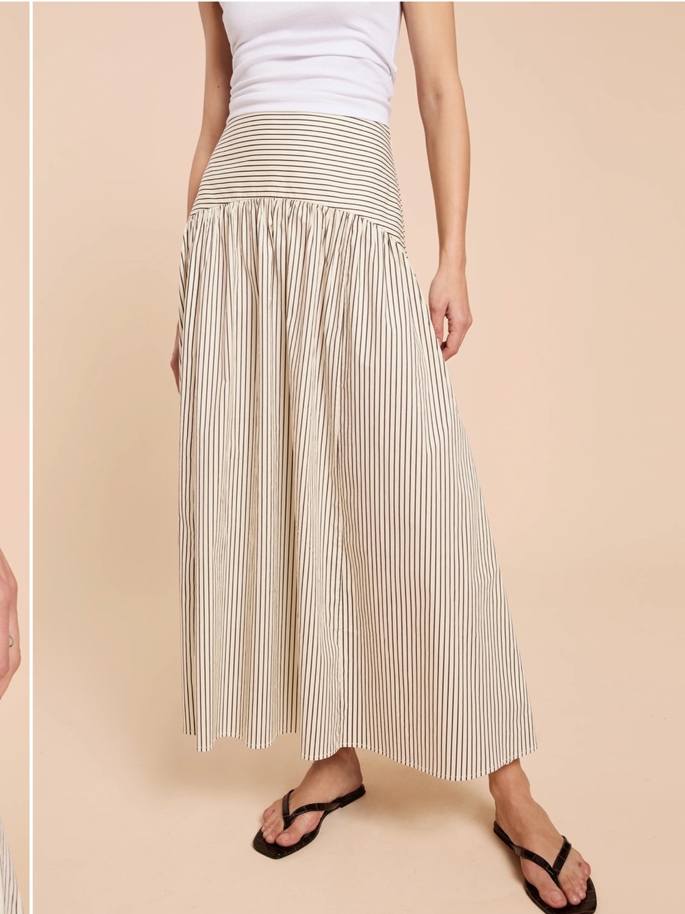 Few moda vashti Staud factory made Beige and brown Striped Maxi Skirt - Picture 6 of 8